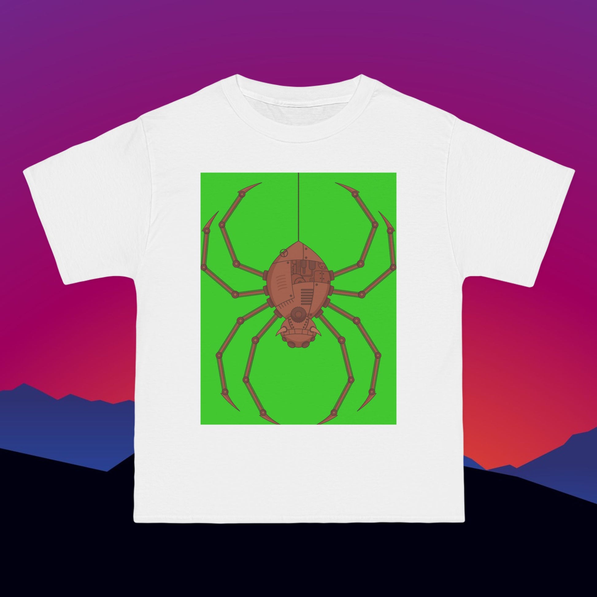 Steampunk Spider T-Shirt: (Hanes Beefy-T 100% Preshrunk Cotton Custom Printed by TheGlassyLass.com