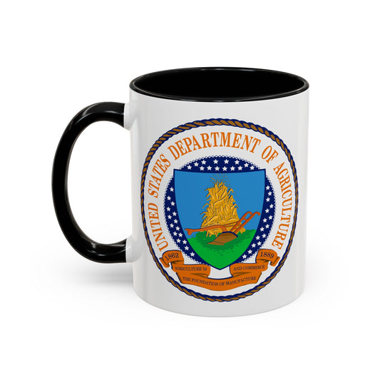 United States Department of Agriculture Seal Coffee Mug - Double Sided Print, Black Accent White Ceramic, 11oz by TheGlassyLass.com