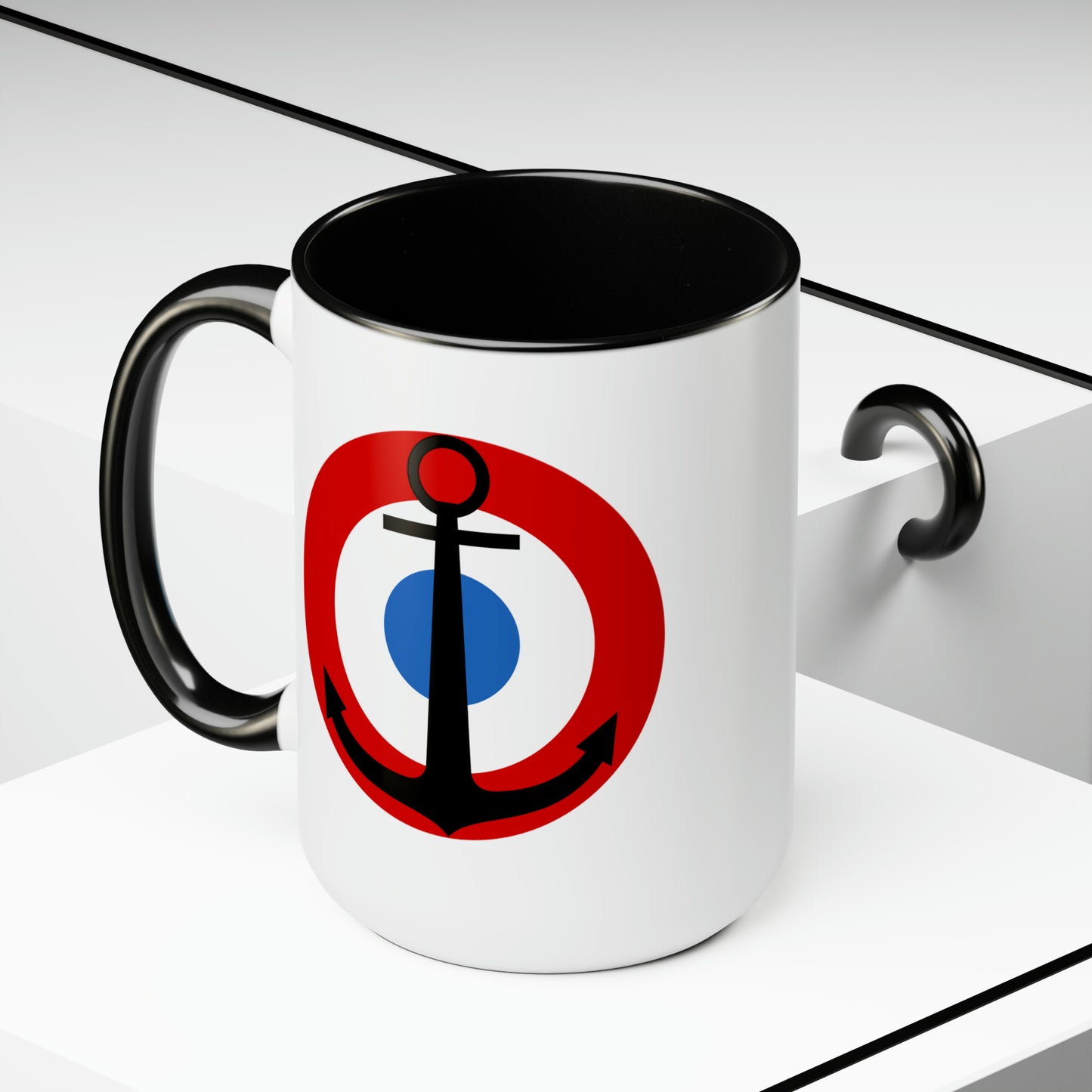 French Fleet Air Arm Roundel Coffee Mug - Double Sided Black Accent Ceramic 15oz - by TheGlassyLass.com