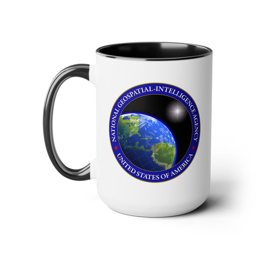 National Geospatial-Intelligence Agency Coffee Mug - Double Sided Black Accent White Ceramic 15oz by TheGlassyLass.com