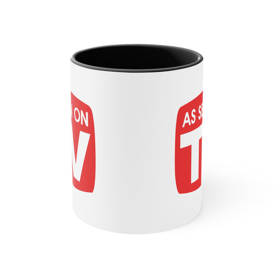 As Seen on TV Coffee Mug - Double Sided Black Accent White Ceramic 11oz by TheGlassyLass