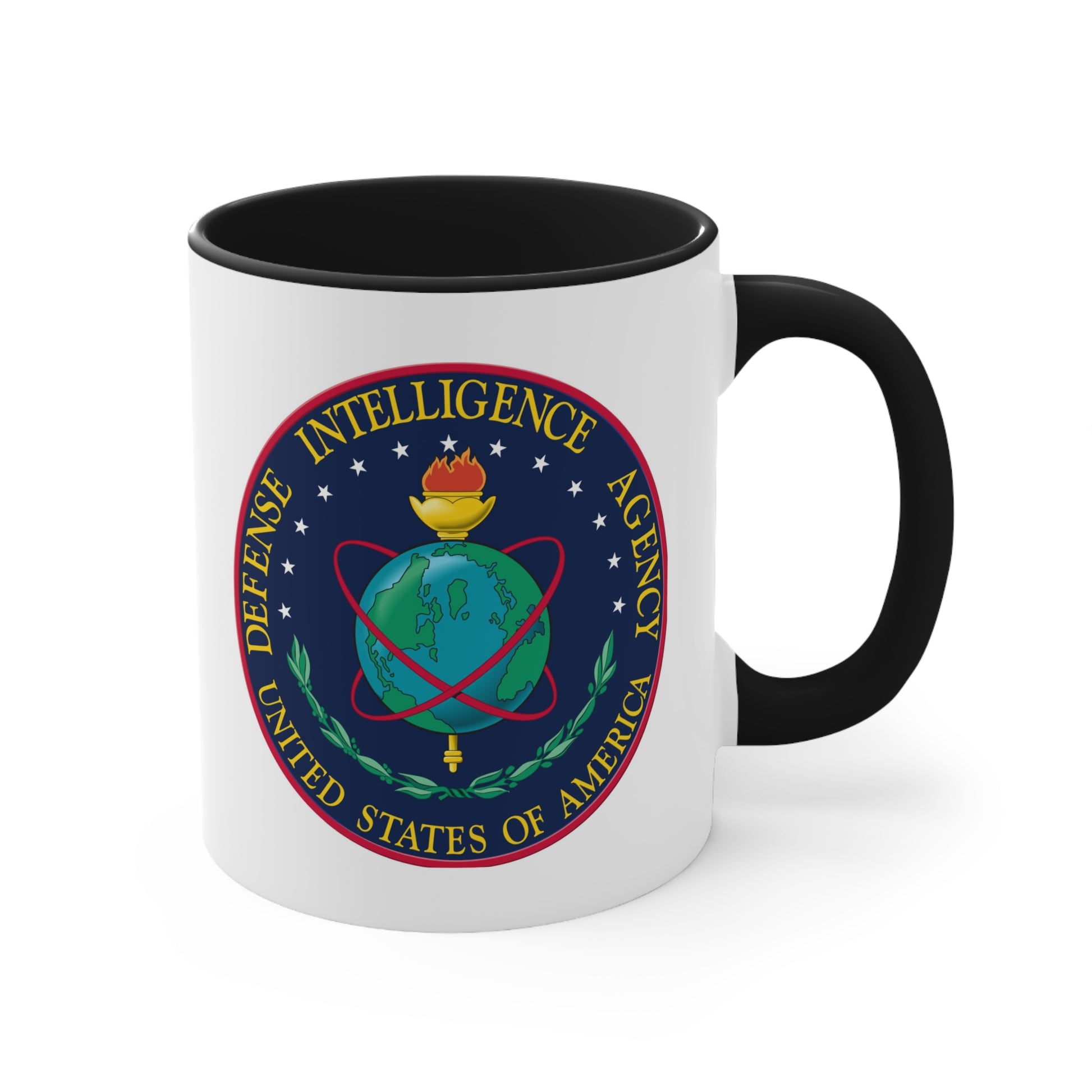 US Defense Intelligence Agency Coffee Mug - Double Sided Black Accent White Ceramic 11oz by TheGlassyLass.com