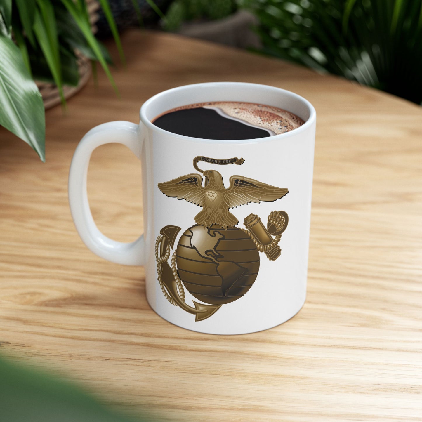 United States Marine Corps Anchor & Globe Coffee Mug - Double Sided White Ceramic 11oz by TheGlassyLass.com
