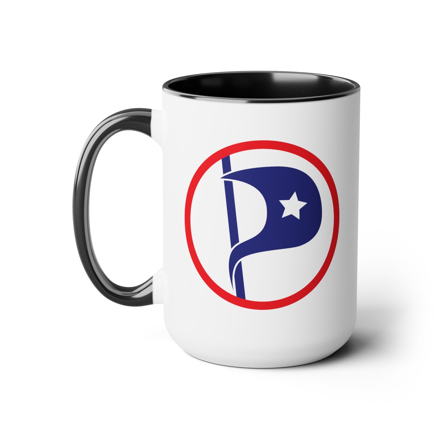 US Pirate Party Coffee Mug - Double Sided Black Accent White Ceramic 15oz by TheGlassyLass.com