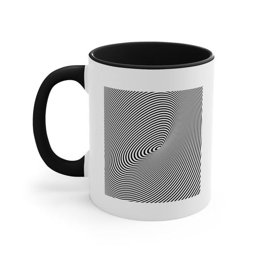Spiral Illusion Coffee Mug - Double Sided Black Accennt White Ceramic 11oz by TheGlassyLass.com