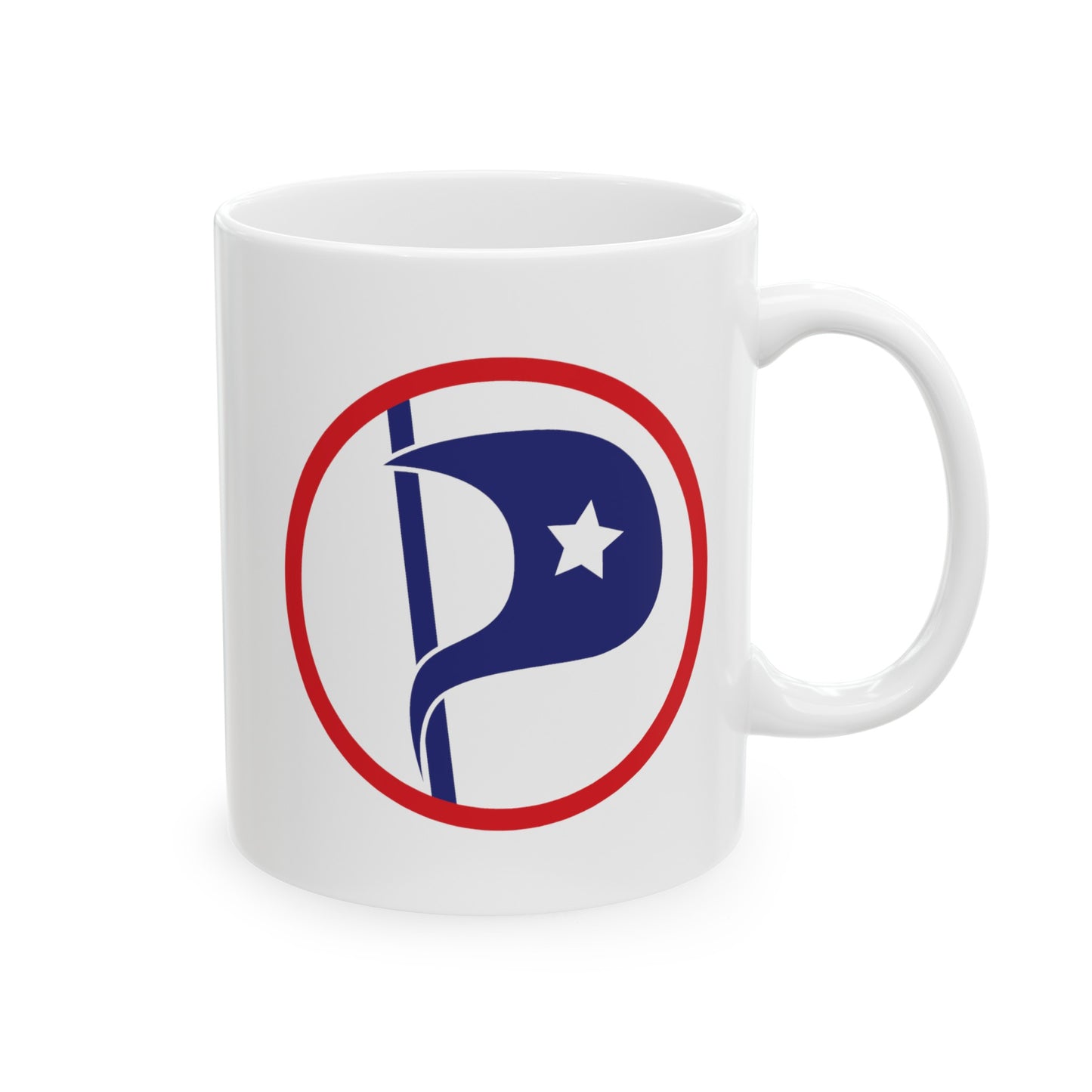 US Pirate Party Coffee Mug - Double Sided White Ceramic 11oz by TheGlassyLass.com