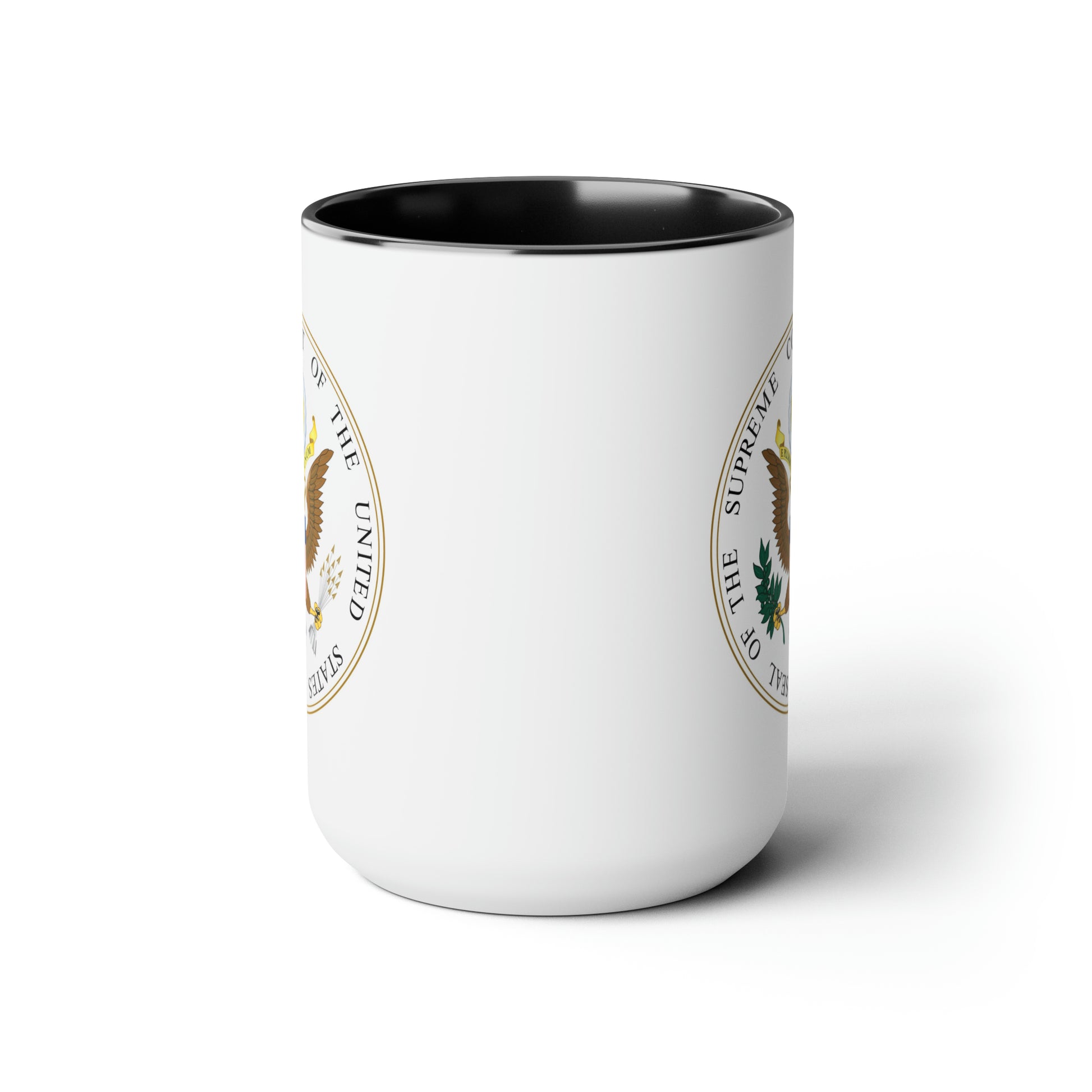 US Supreme Court Seal Coffee Mug - Double Sided Black Accent White Ceramic 15oz by TheGlassyLass.com