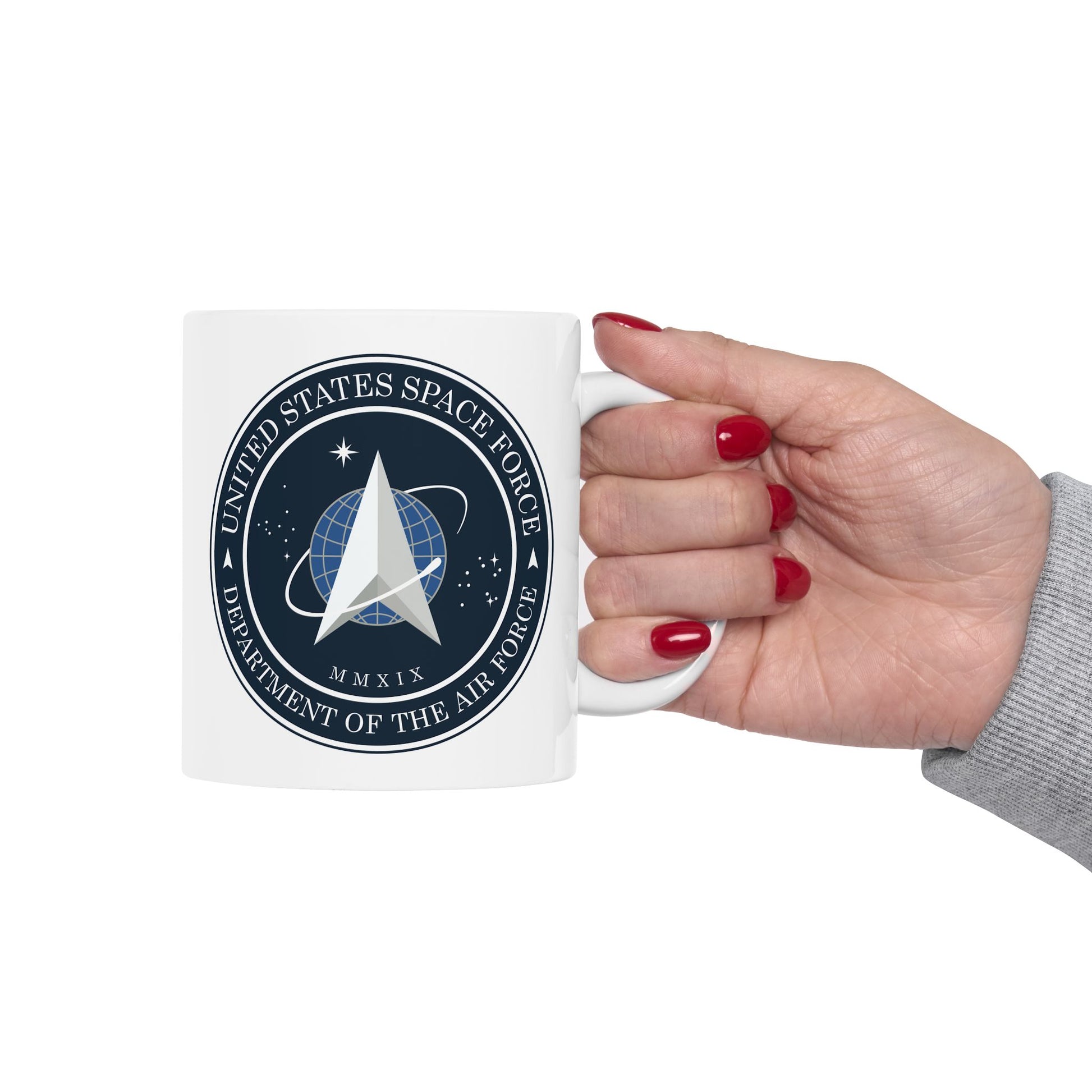US Space Force Seal Coffee Mug - Double Sided White Ceramic 11oz - by TheGlassyLass.com
