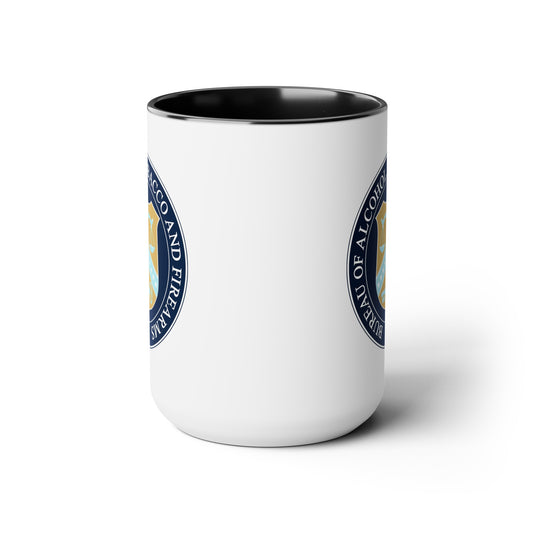US ATF Seal Coffee Mugs - Double Sided Black Accent White Ceramic 15oz by TheGlassyLass
