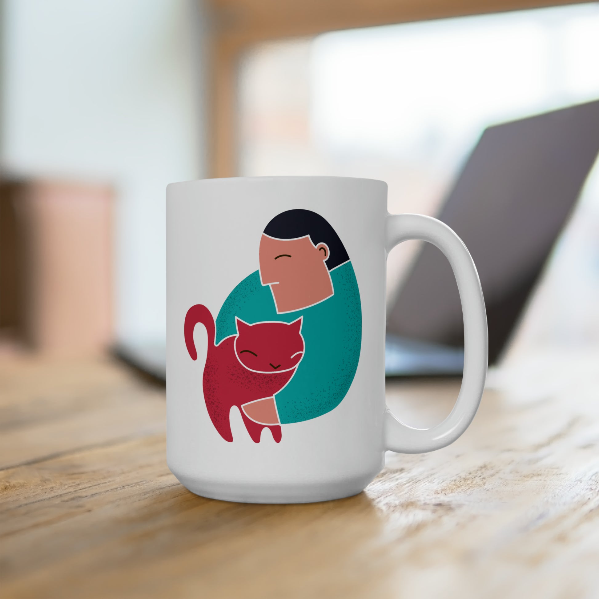 Morning Purr Coffee Mug - Double Sided White Ceramic 15oz by TheGlassyLass.com