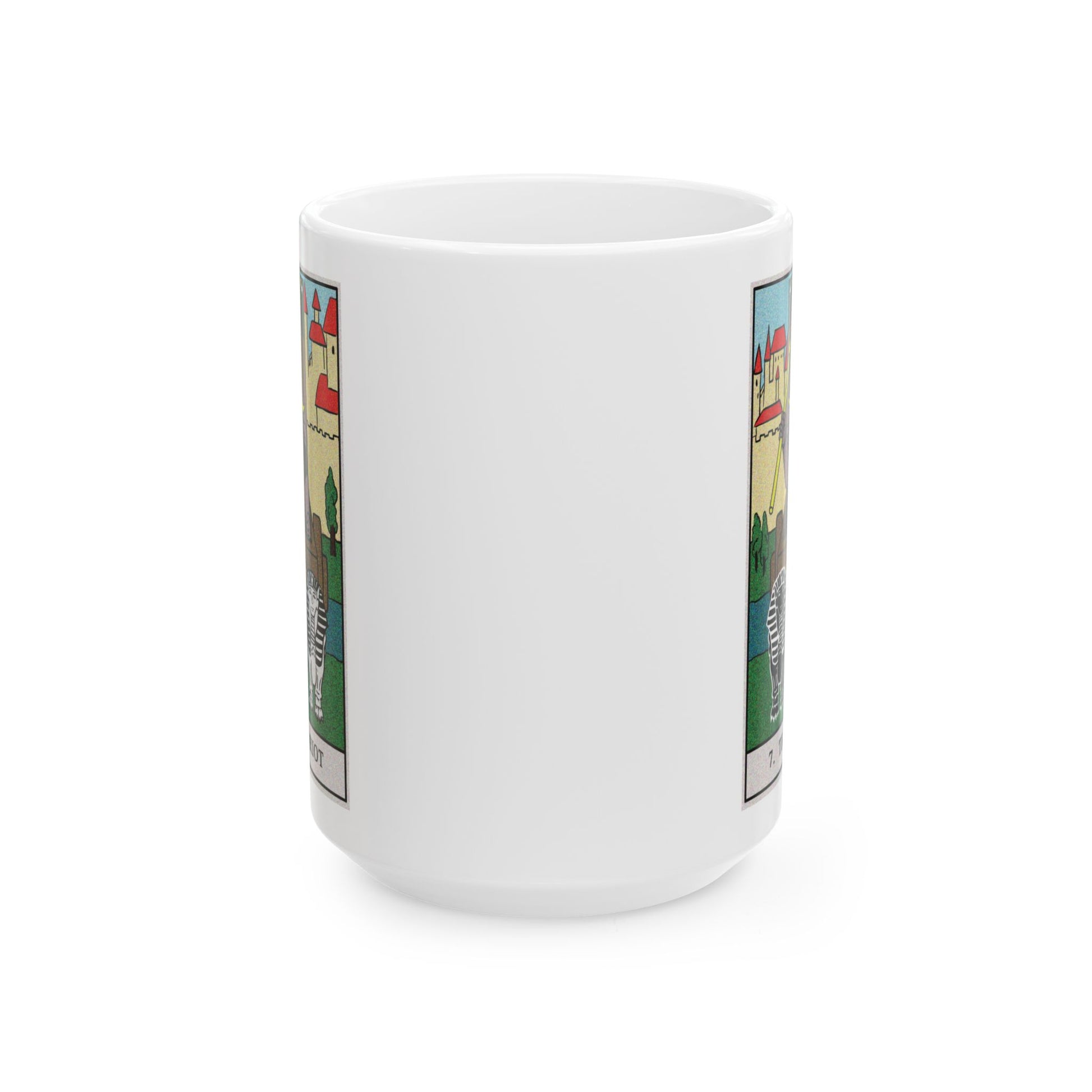 The Chariot Tarot Card Coffee Mug - Double Sided White Ceramic 15oz by TheGlassyLass.com