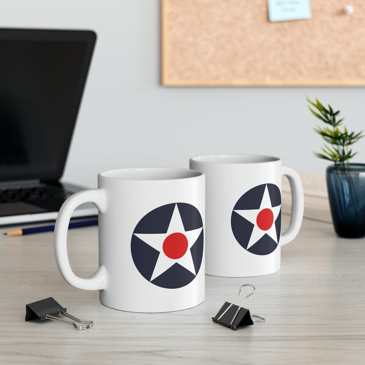 US Army Air Corp Roundel Coffee Mug - Double Sided White Ceramic 11oz - By TheGlassyLass.com