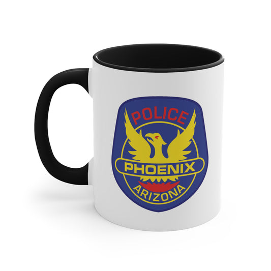 Phoenix Police Coffee Mug - Double Sided Black Accent White Ceramic 11oz by TheGlassyLass.com
