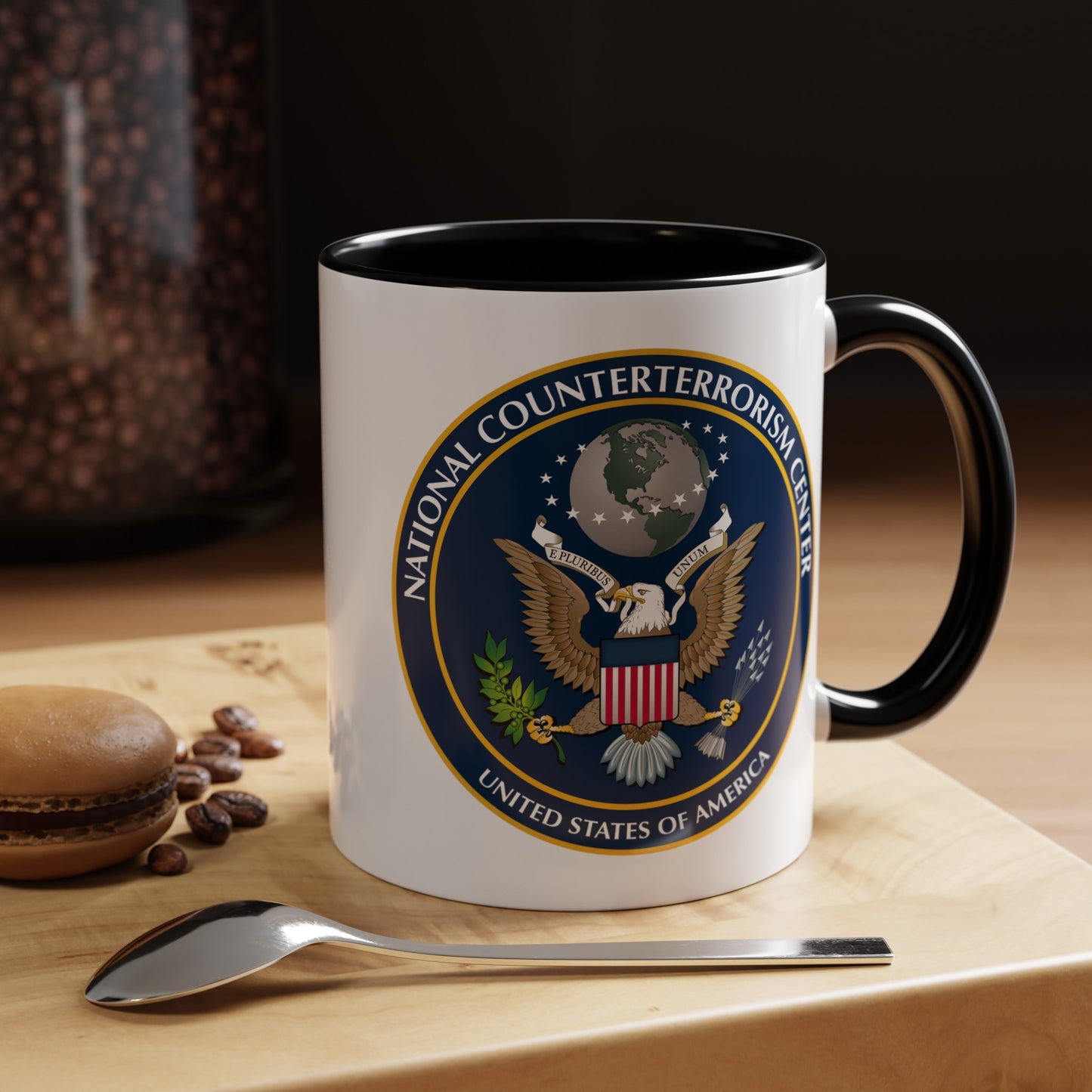 National Counterterrorism Center - Double Sided Black Accent White Ceramic Coffee Mug 11oz by TheGlassyLass.com