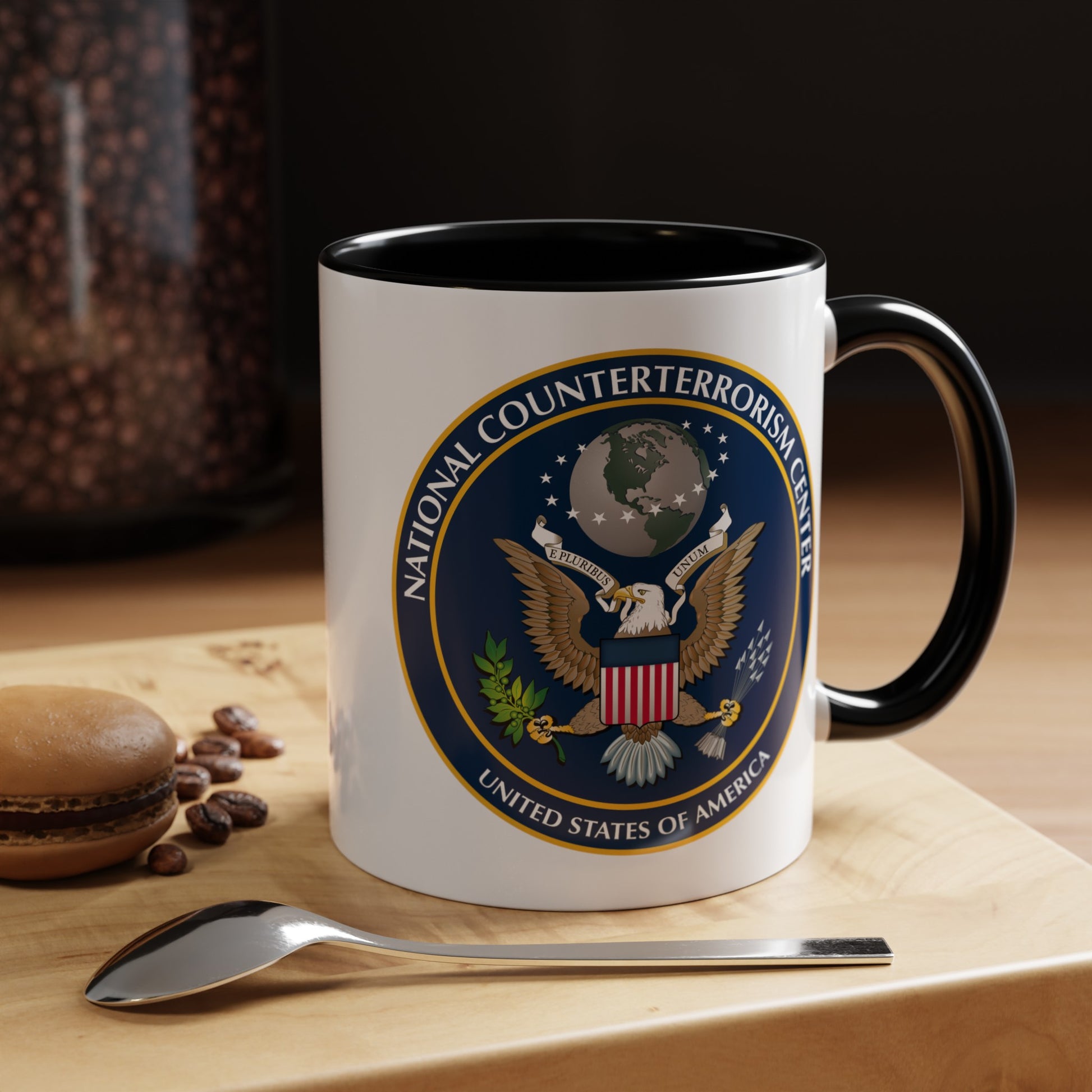 National Counterterrorism Center - Double Sided Black Accent White Ceramic Coffee Mug 11oz by TheGlassyLass.com