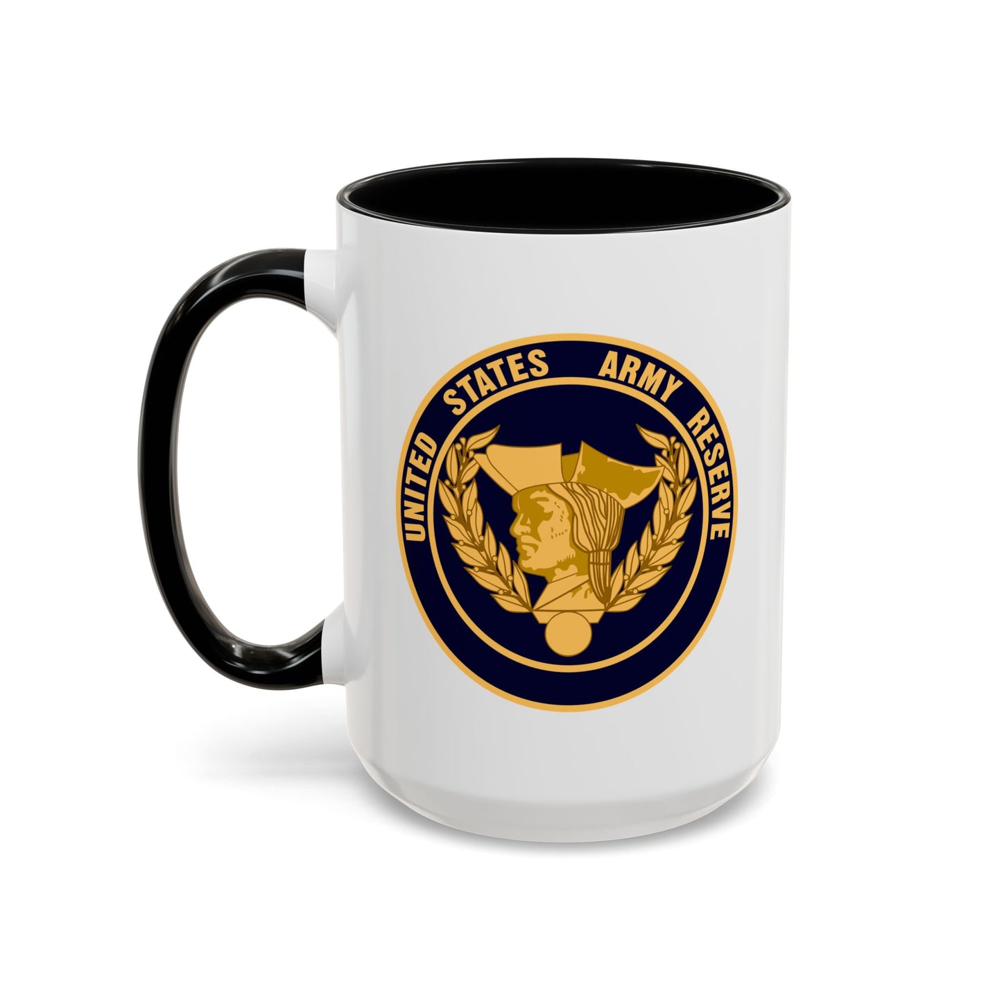United States Army Reserve Seal - Double Sided Black Accent White Ceramic Coffee Mug 15oz by TheGlassyLass.com