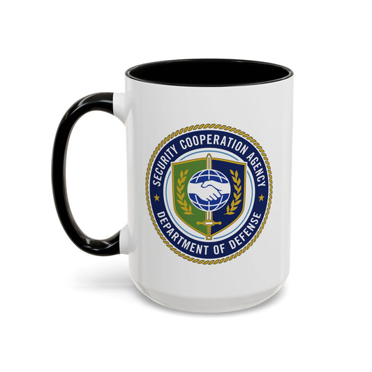 Defense Security Cooperation Agency Coffee Mug - Double Sided Print, Black Accent White Ceramic, 15oz by TheGlassyLass.com