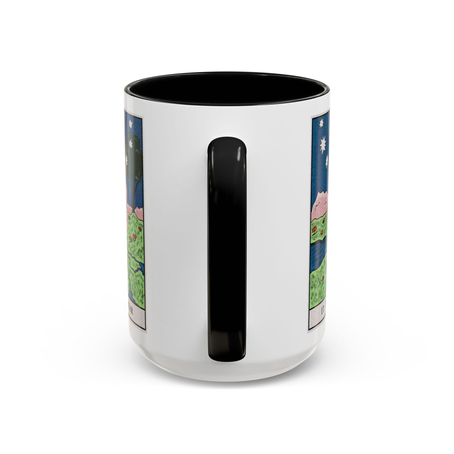 The Star Tarot Card Coffee Mug - Double Sided Black Accent White Ceramic 15oz by TheGlassyLass.com