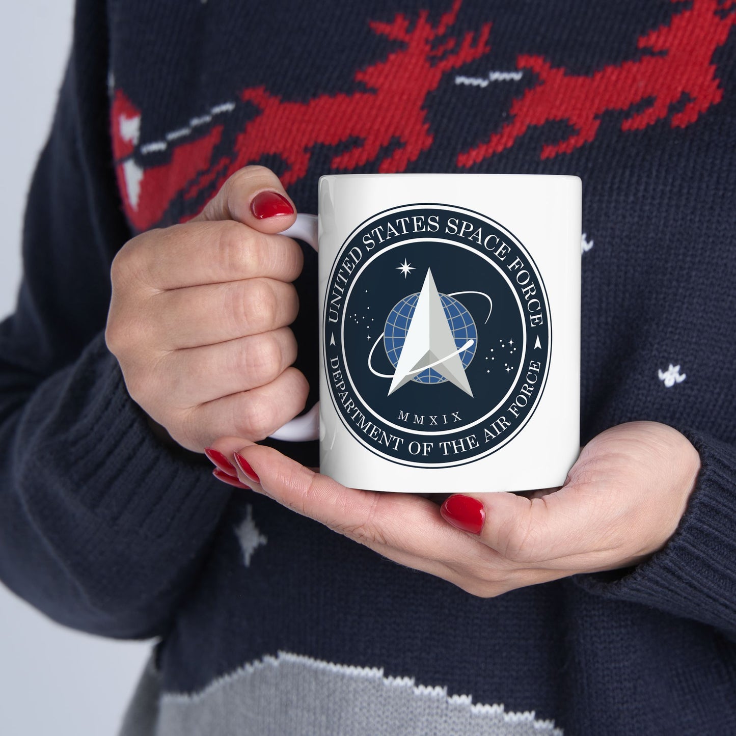 US Space Force Seal Coffee Mug - Double Sided White Ceramic 11oz - by TheGlassyLass.com