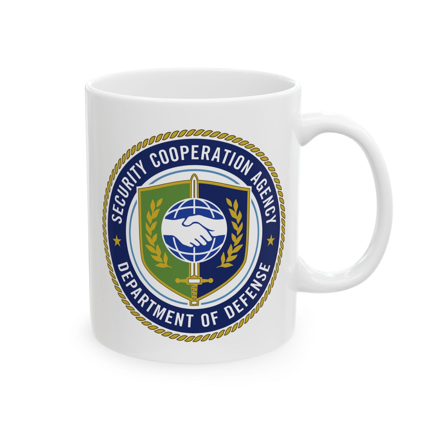 Defense Security Cooperation Agency Coffee Mug - Double Sided Print, White Ceramic, 11oz by TheGlassyLass.com