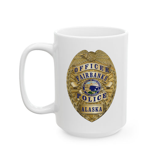 Fairbanks Police Department Badge Coffee Mug - Double Sided White Ceramic 15oz by TheGlassyLass.com