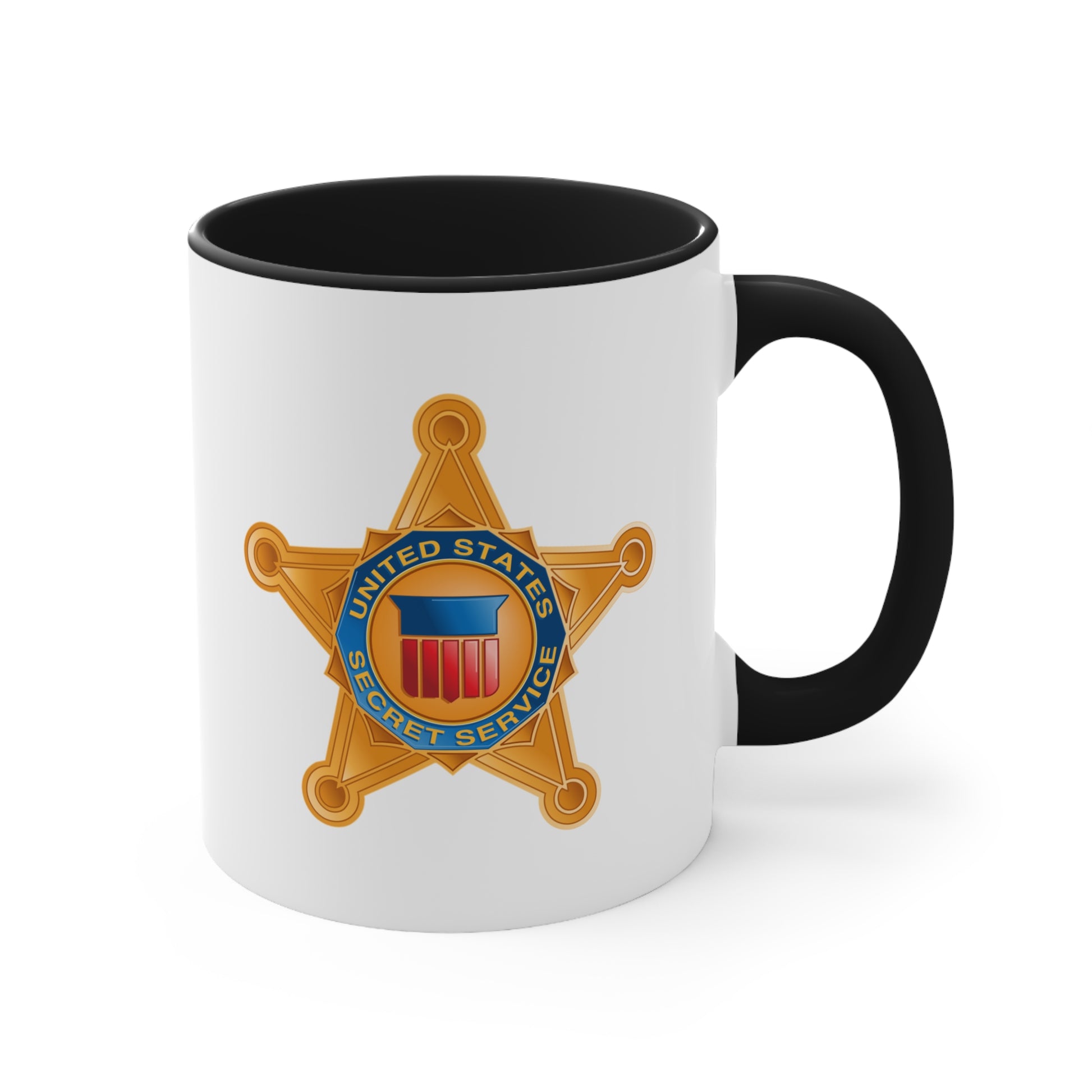 US Secret Service Coffee Mug - Double Sided Black Accent White Ceramic 11oz by TheGlassyLass