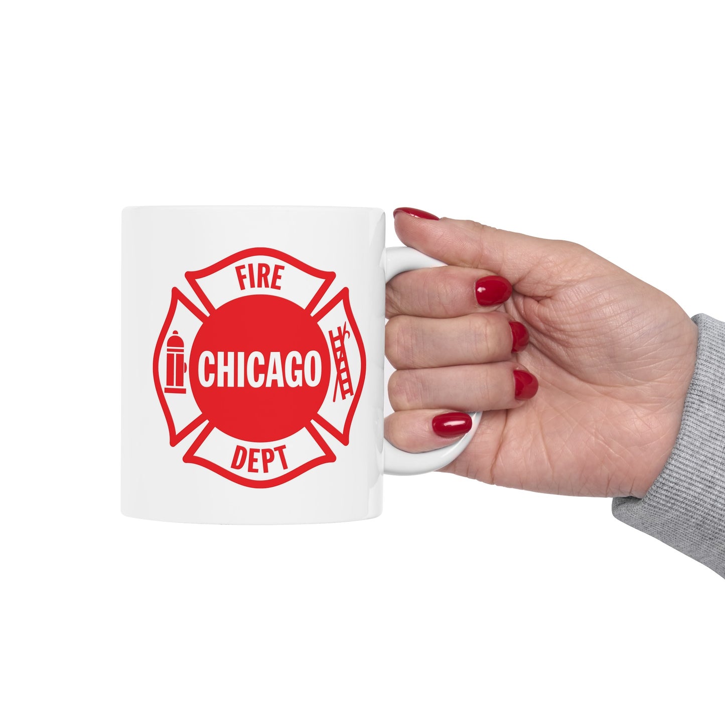 Chicago Fire Department Coffee Mug - Double Sided Print White Ceramic 11oz by TheGlassyLass.com