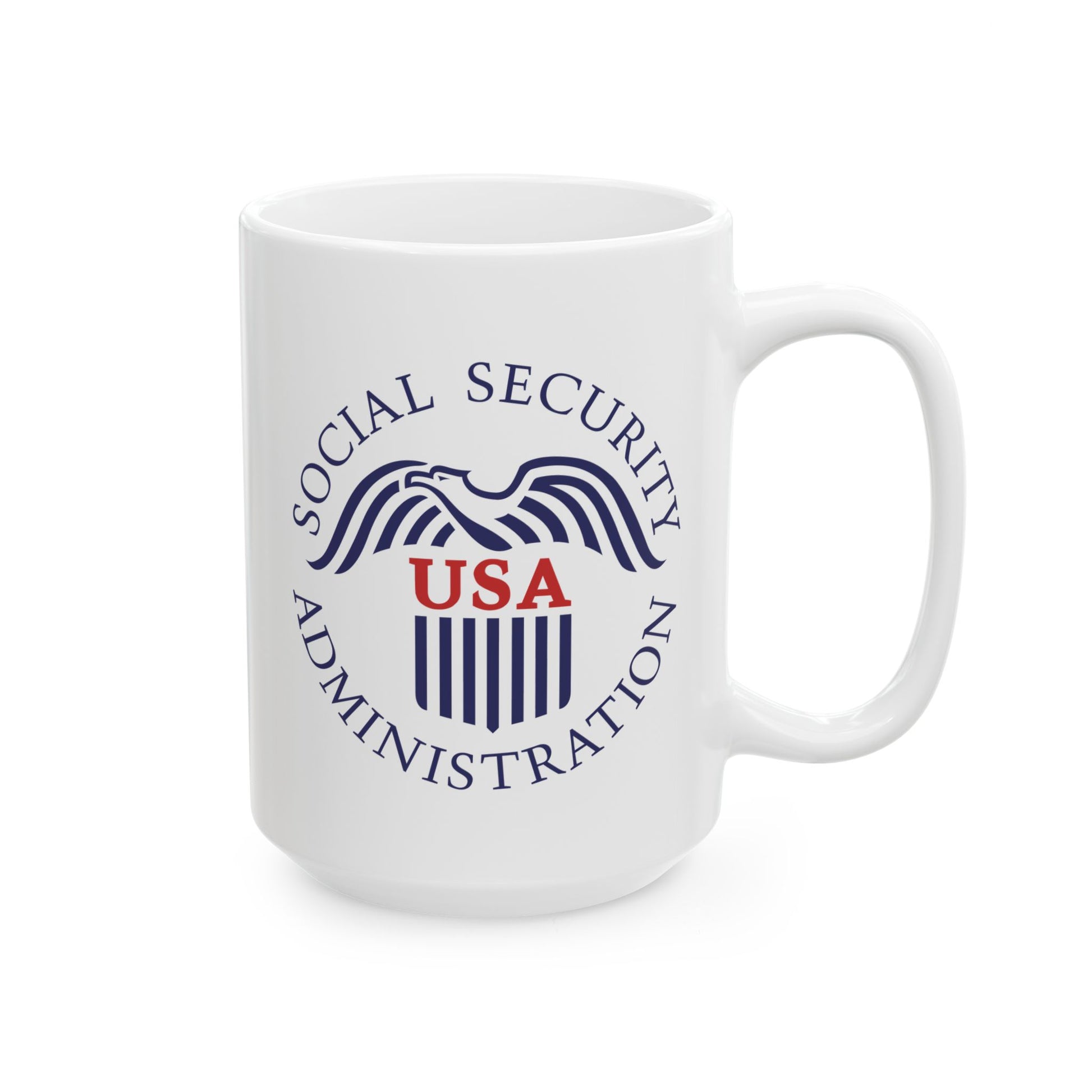 Social Security Administration Seal Coffee Mug - Double Sided Print, White Ceramic, 15oz by TheGlassyLass.com