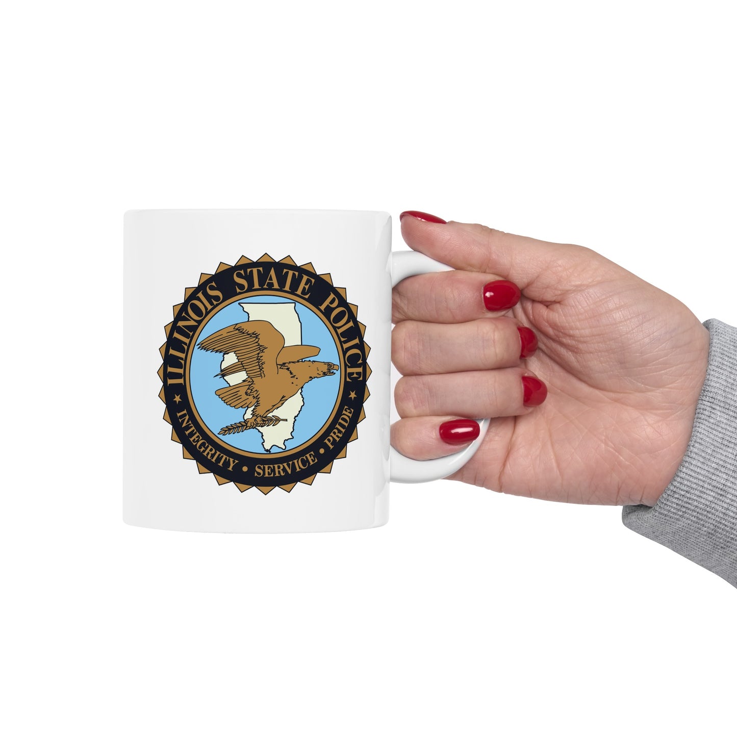 Illinois State Police Coffee Mug  - Double Sided White Ceramic 11oz by TheGlassyLass.com