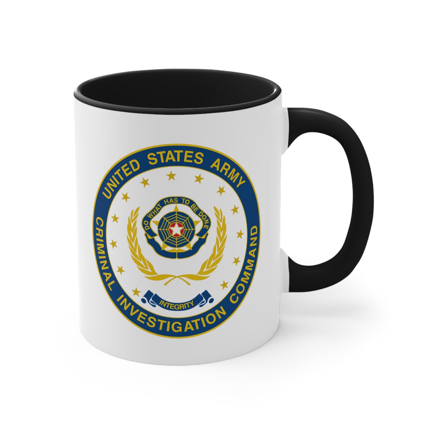 Army CIC Seal Coffee Mug - Double Sided Black Accent White Ceramic 11oz by TheGlassyLass.com