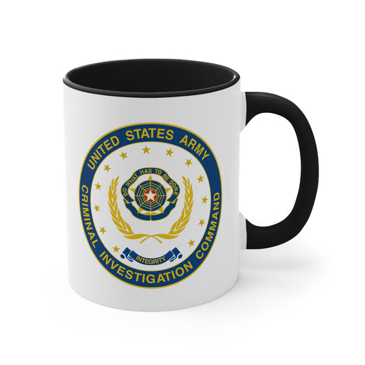 Army CIC Seal Coffee Mug - Double Sided Black Accent White Ceramic 11oz by TheGlassyLass.com