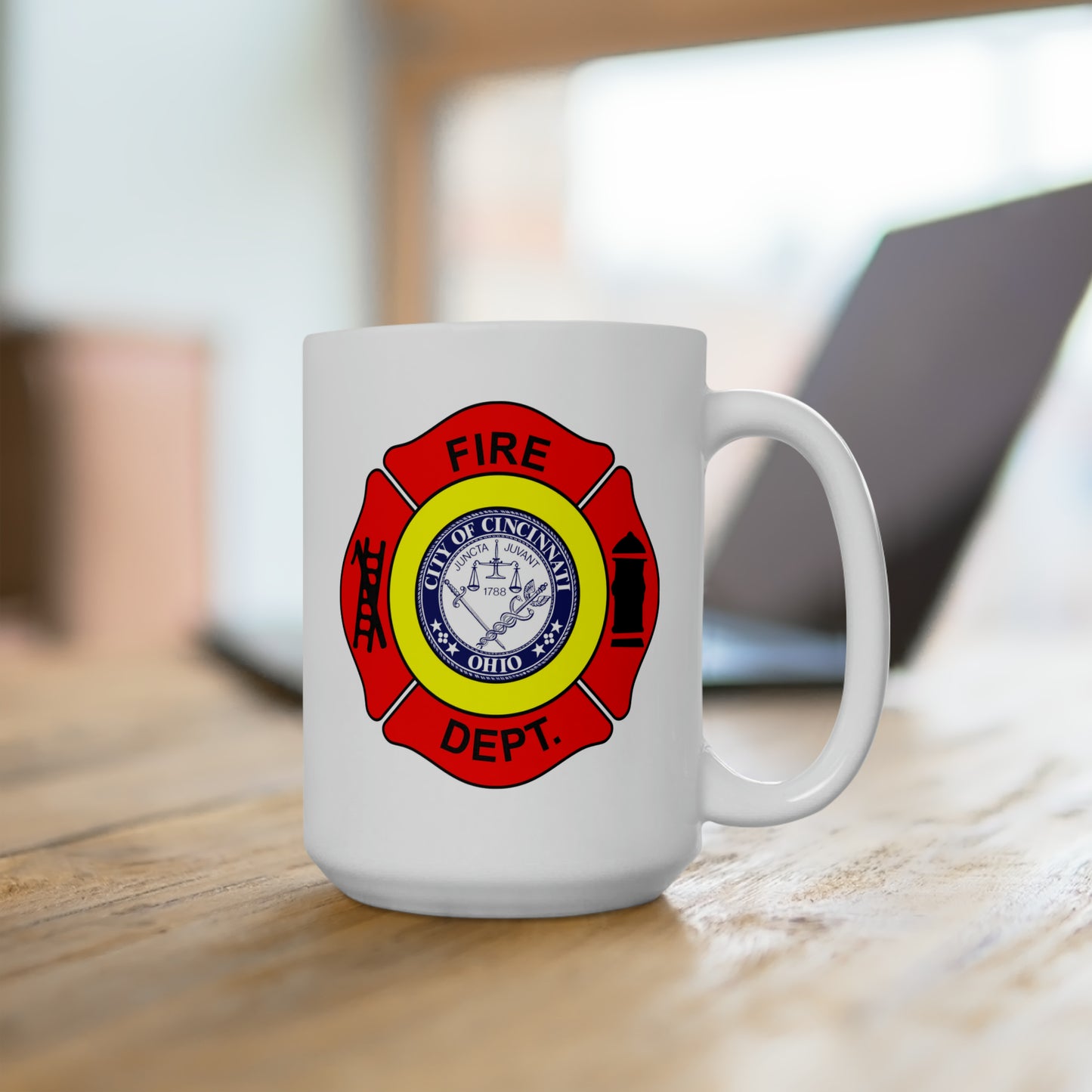 Cincinnati Fire Department Coffee Mug - Double Sided White Ceramic 15oz by TheGlassyLass.com