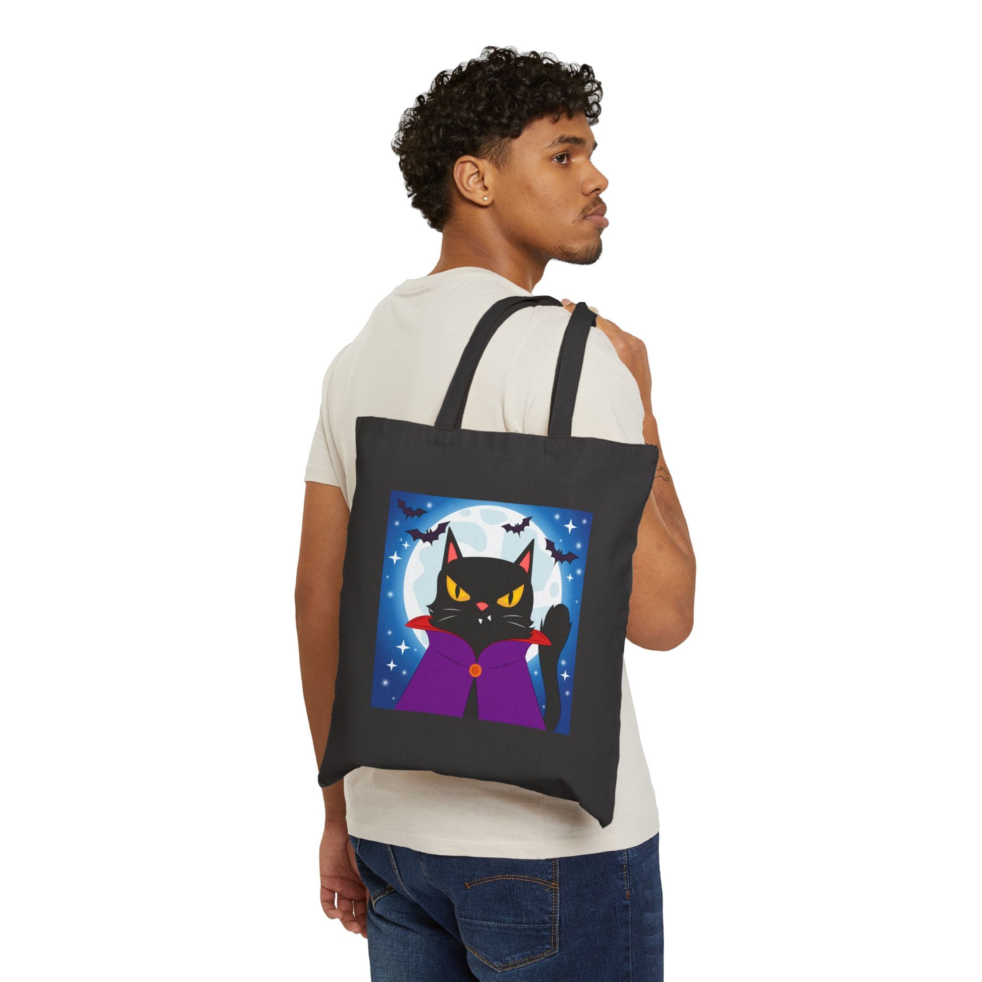 Feline Overlord Haunted Halloween Trick or Treat Tote Bag - Heavyweight 100% Cotton Canvas by TheGlassyLass.com