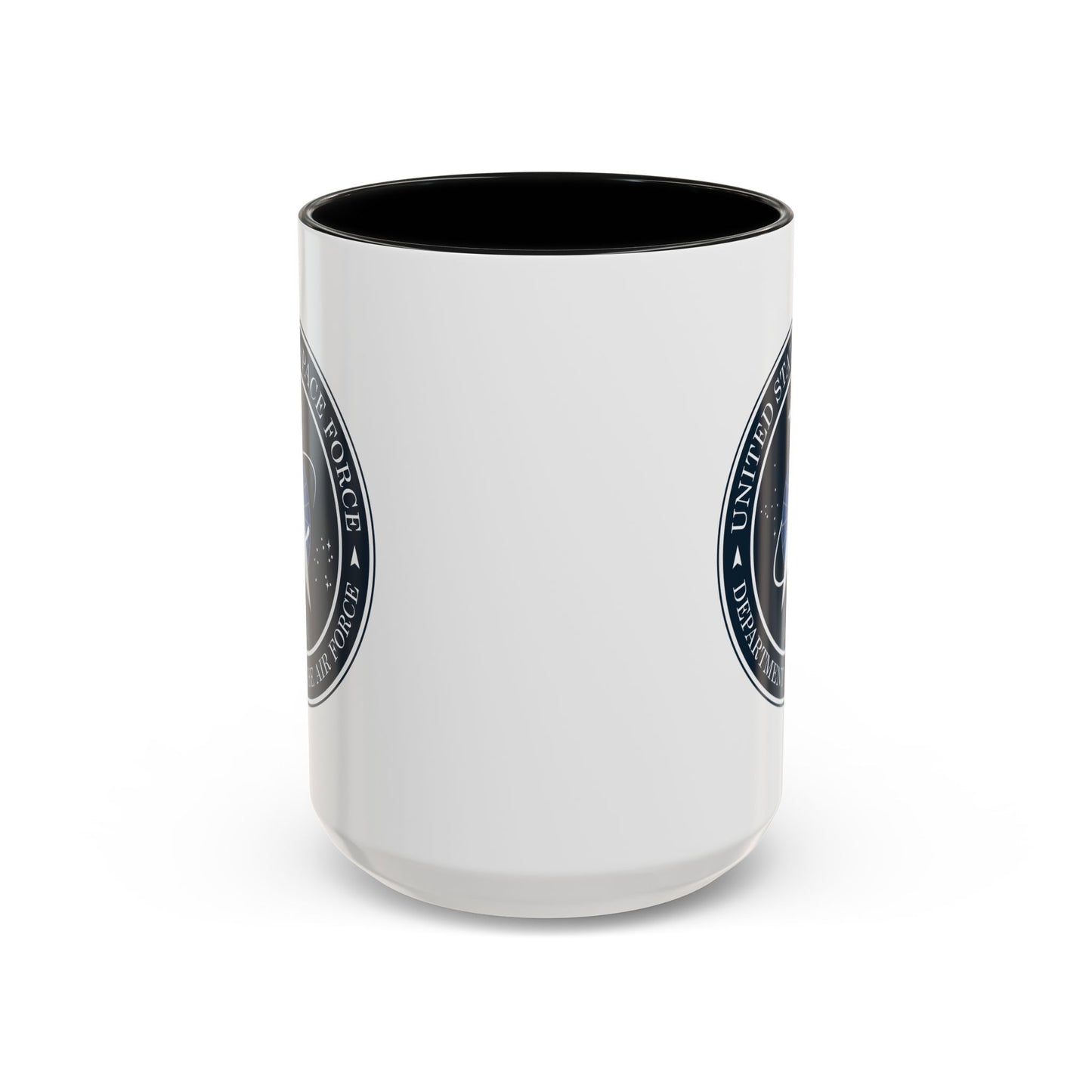 US Space Force Seal Coffee Mug - Double Sided Black Accent Ceramic 15oz - by TheGlassyLass.com
