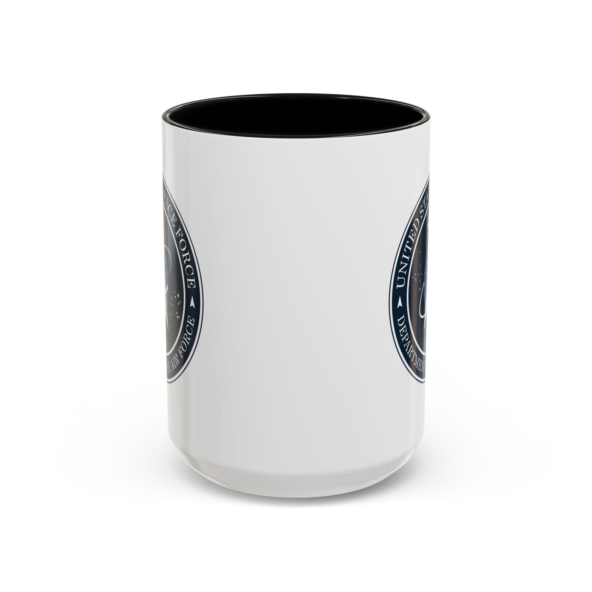 US Space Force Seal Coffee Mug - Double Sided Black Accent Ceramic 15oz - by TheGlassyLass.com
