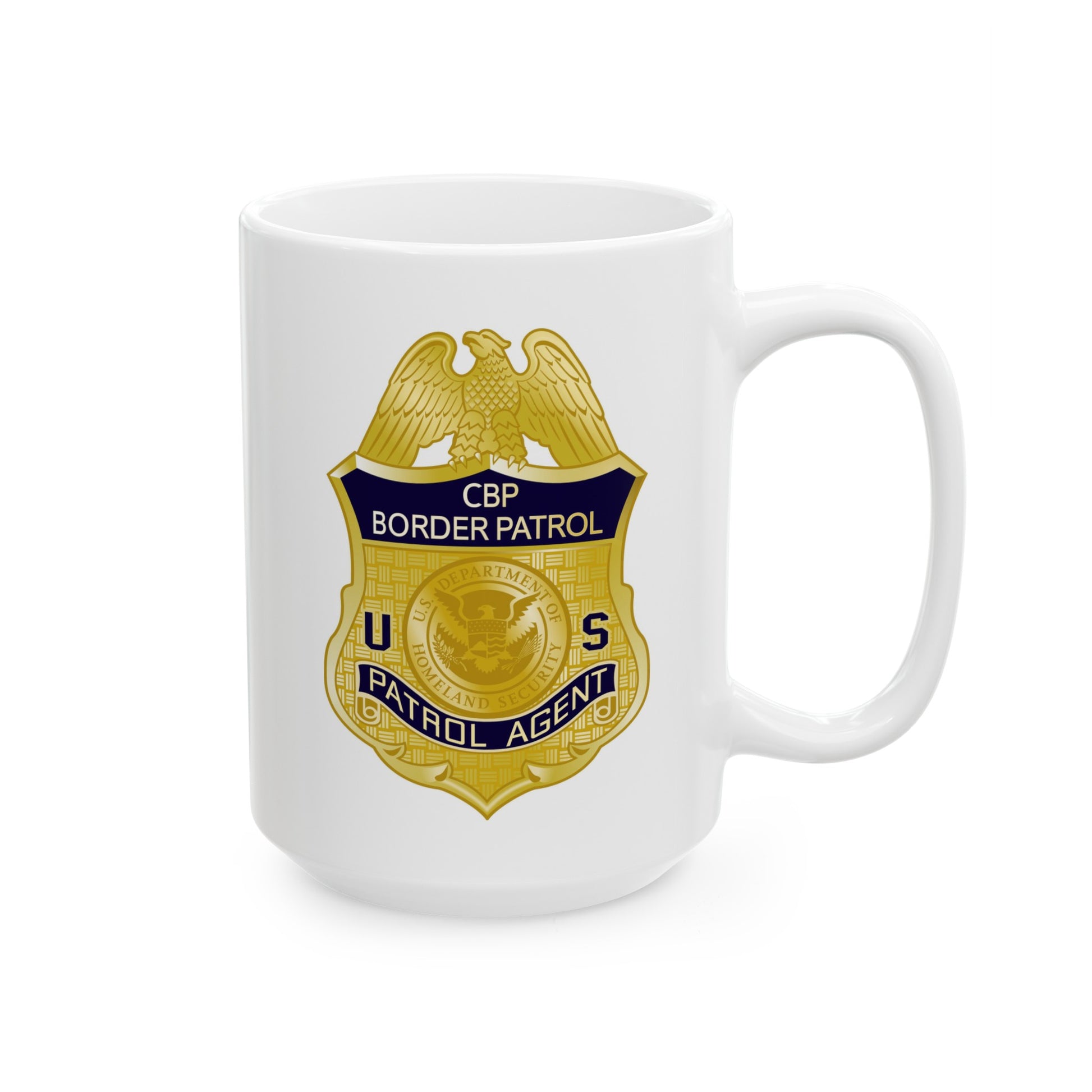 US CBP Coffee Mug - Double Sided White Ceramic 15oz by TheGlassyLass.com