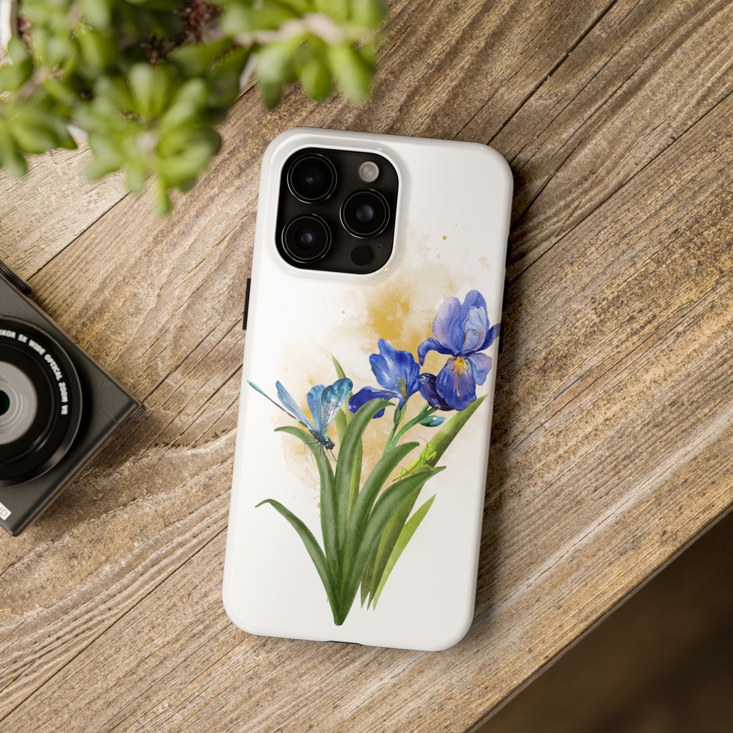 Iris Flower Dragonfly Custom Printed iPhone case by TheGlassyLass.com