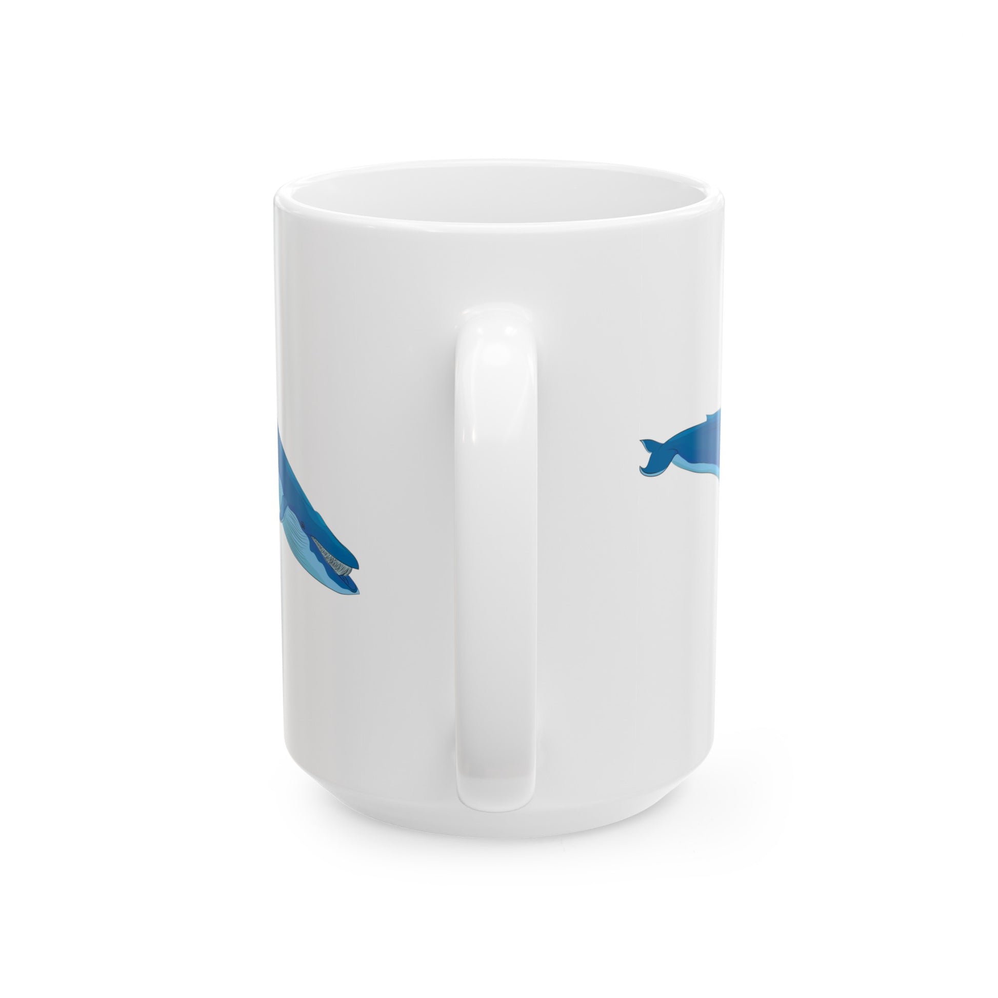 Blue Whale Coffee Mug - Double Sided White Ceramic 15oz by TheGlassyLass.com