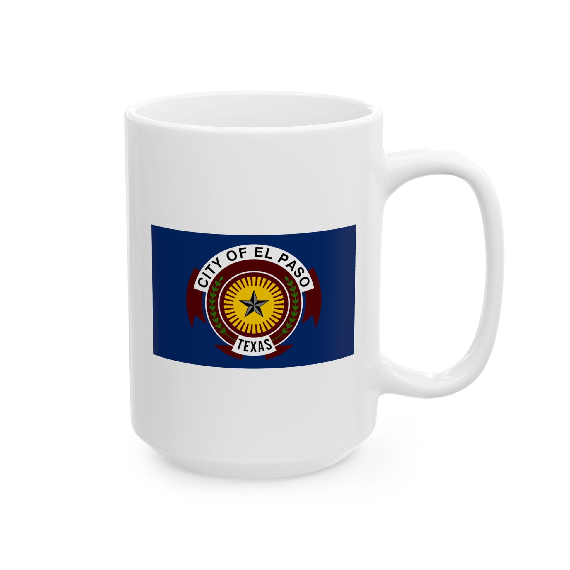 City of El Paso Seal Coffee Mug - Double Sided Print, White Ceramic, 15oz by TheGlassyLass.com