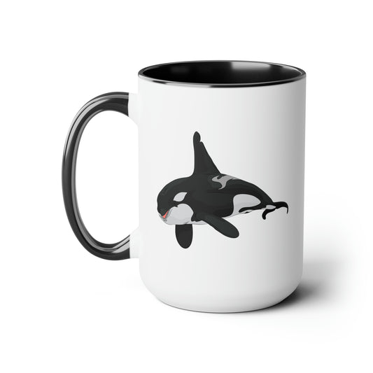Orca Killer Whale Coffee Mugs - Double Sided Black Accent White Ceramic 15oz by TheGlassyLass.com