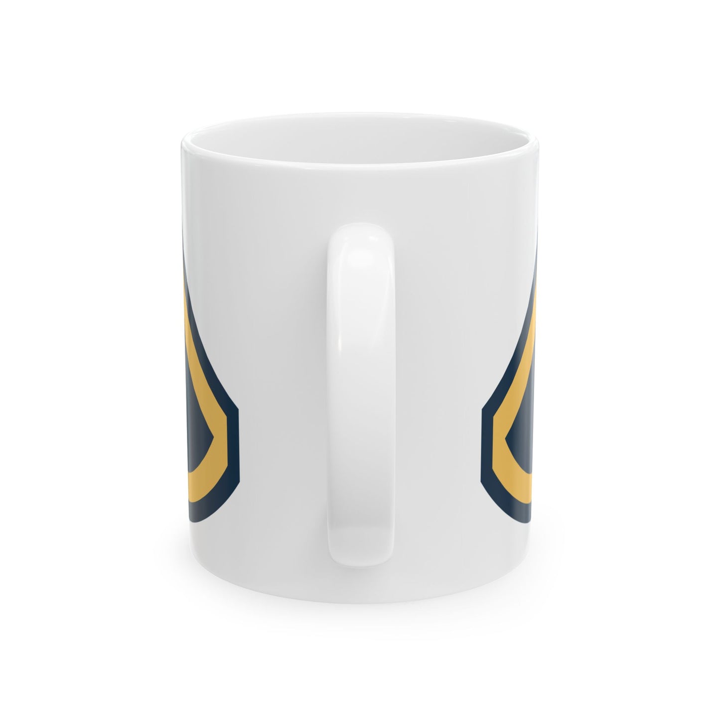 US Army Private First Class (E-3) Stripes Coffee Mug - Double Sided Print, White Ceramic, 11oz by TheGlassyLass.com