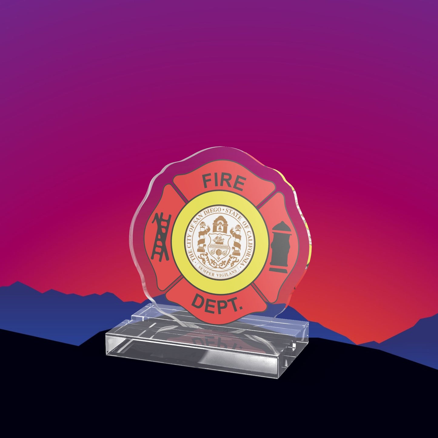San Diego Fire Department Acrylic Standee by TheGlassyLass.com