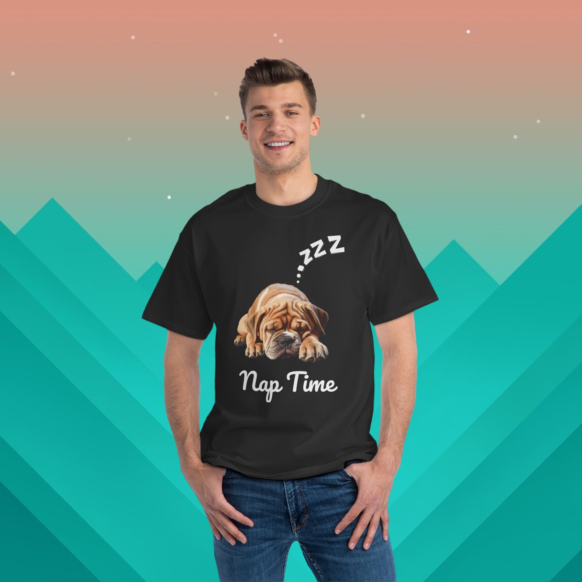 Nap Time Shar Pei T-Shirt: (Hanes Beefy-T 100% Preshrunk Cotton Custom Printed by TheGlassyLass.com