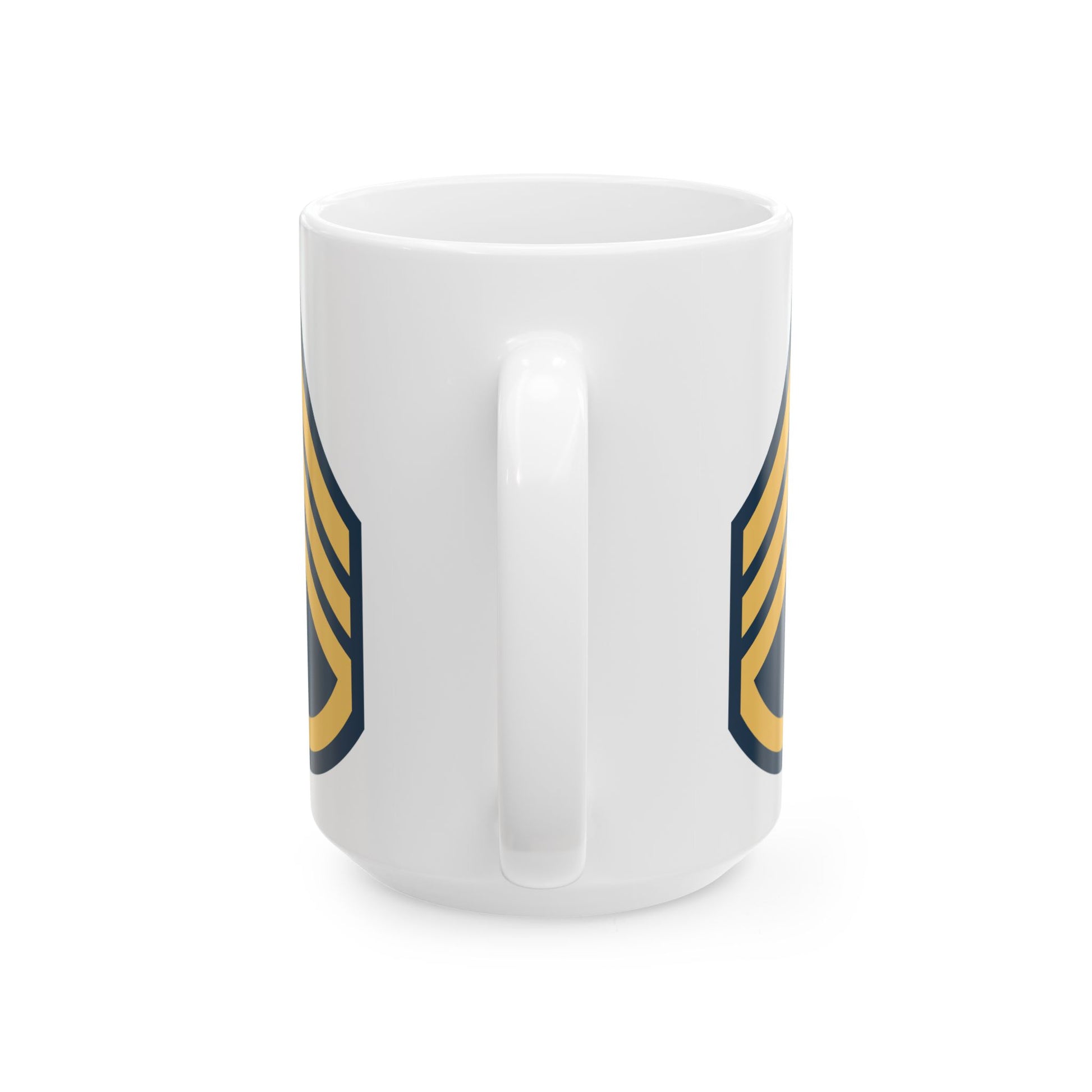 US Army Staff Sergeant (E-6) Stripes Coffee Mug - Double Sided Print, White Ceramic, 15oz by TheGlassyLass.com