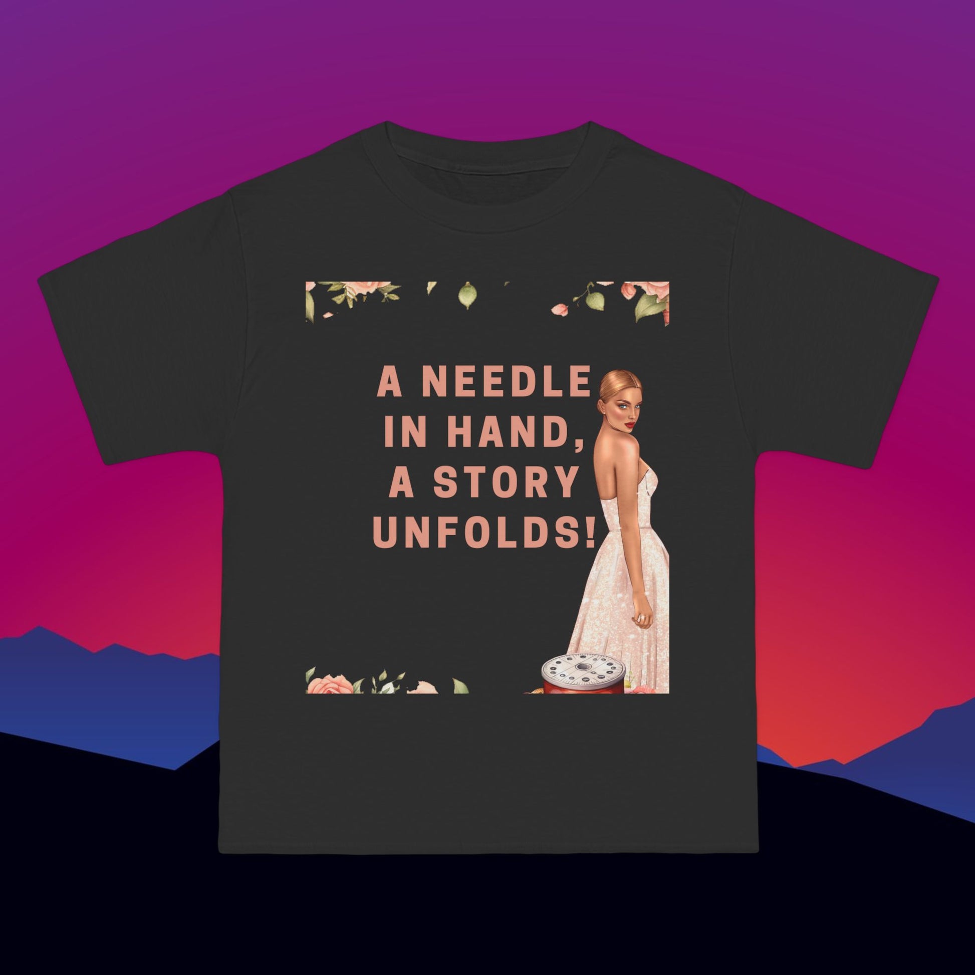 A Needle in Hand T-Shirt: (Hanes Beefy-T 100% Preshrunk Cotton Custom Printed by TheGlassyLass.com