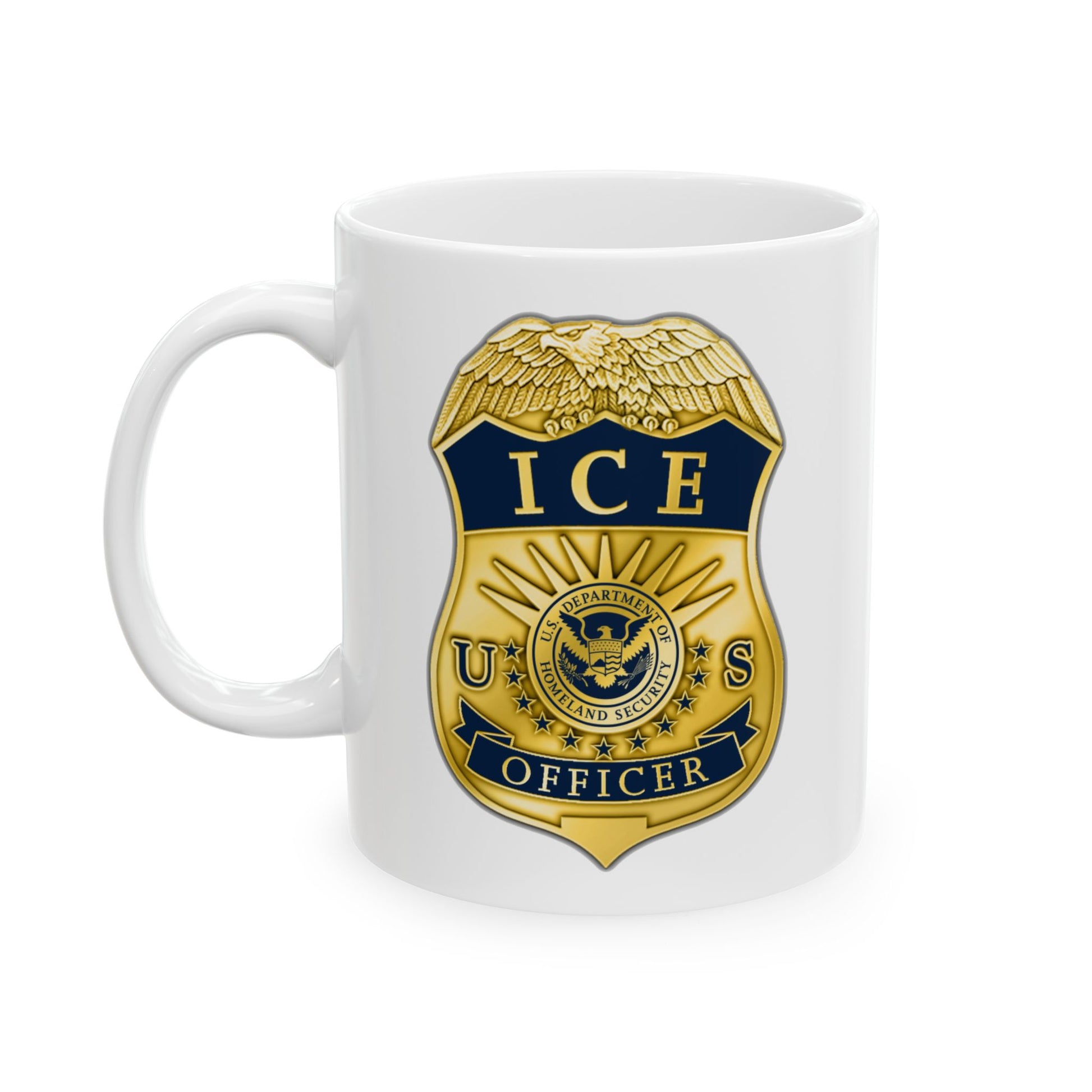 ICE Immigration and Customs Enforcement Badge - Double Sided White Ceramic 11oz by TheGlassyLass.com