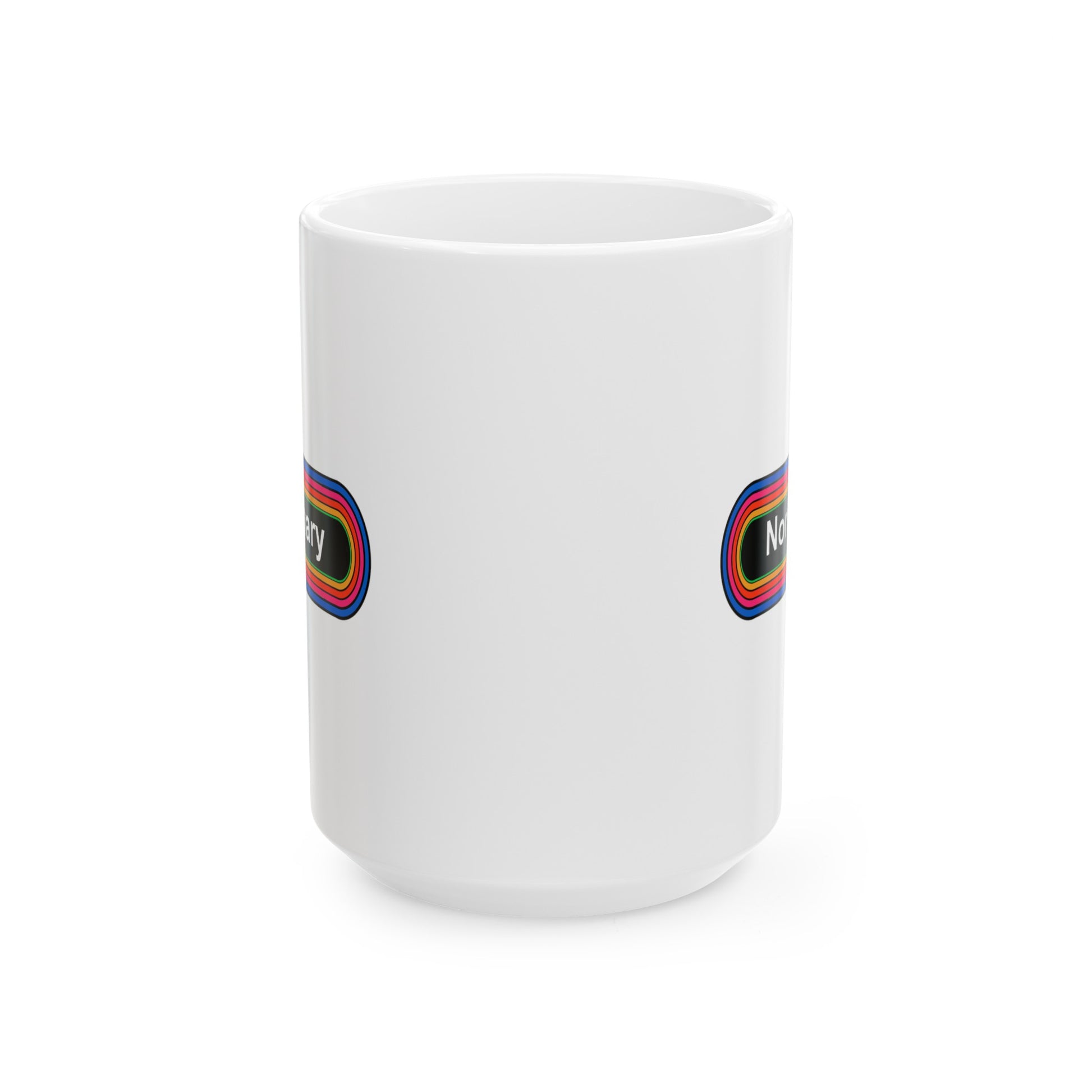 Non Binary Rainbow Coffee Mug - Double Sided White Ceramic 15oz - by TheGlassyLass.com