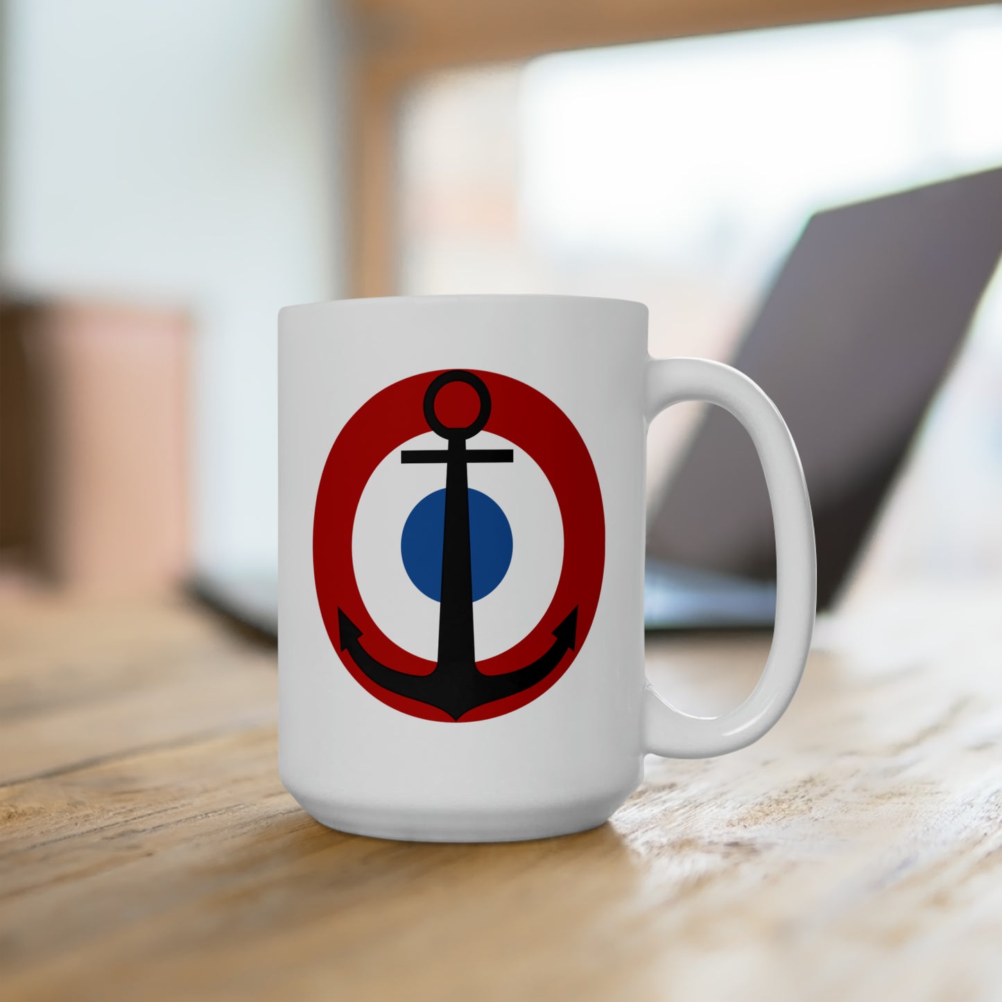 French Fleet Air Arm Roundel Coffee Mug - Double Sided White Ceramic 15oz - by TheGlassyLass.com