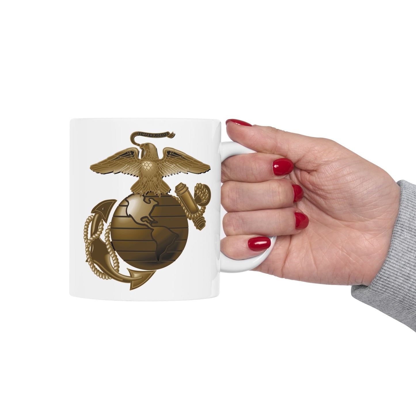 United States Marine Corps Anchor & Globe Coffee Mug - Double Sided White Ceramic 11oz by TheGlassyLass.com
