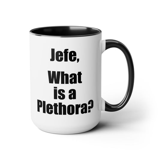What is a Plethora Coffee Mug - Double Sided Black Accent White Ceramic 15oz by TheGlassyLass.com